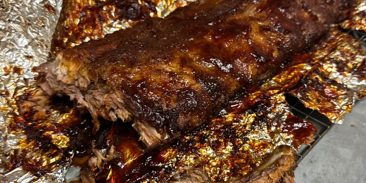 BBQ ribs on sheet pan